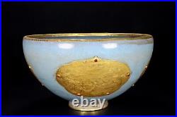 12.4 Chinese antique Collection Fine carving Inlaid gemstone bowl