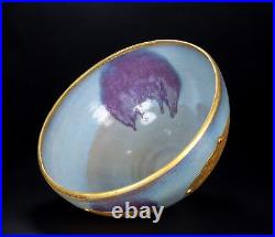 12.4 Chinese antique Collection Fine carving Inlaid gemstone bowl