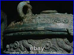12.4 Museum Collect Old Chinese Bronze Ware Shang Dynasty Li Dragon Censer Ding