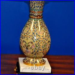 27 Very Fine Cloisonne Vase Lamp Lotus Flower- Shade Not Included