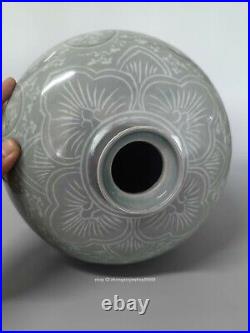 40cm Collect China Korea Koryo Porcelain celadon cloud Fairy crane Bottle Vase