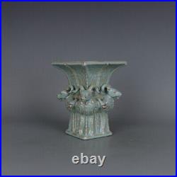 7.6 Collect Chinese Song Porcelain Ru Kiln Sheep Head Four Sides Vase