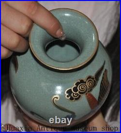 7.8Collect Song Dynasty ru kiln porcelain gilt painted dragon pattern vase