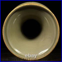9Collect Tang Dynasty Yue kiln porcelain gilt binaural Zun Bottle Pot Vase