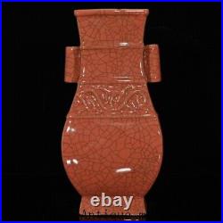 9.2Collect China Song Dynasty guan kiln porcelain binaural Zun Bottle Vase