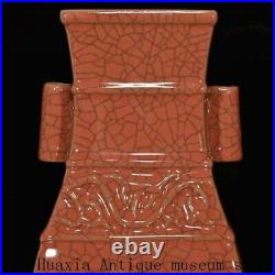 9.2Collect China Song Dynasty guan kiln porcelain binaural Zun Bottle Vase