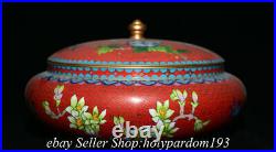 9.2 Collect Old Chinese Bronze Enamel Cloisonne Flower Lid Round Jar Pot
