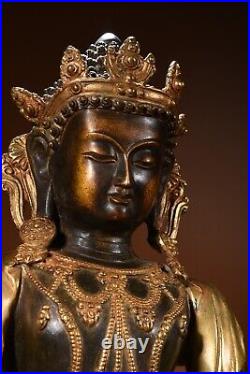 A Fine Collection Chinese Antique Qing Dynasty Copper Plated Gold Statues Buddha