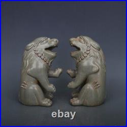 A Fine Collection Chinese Antique Song Dynasty Yue Ware Porcelain Statues Lion