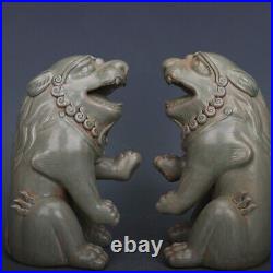 A Fine Collection Chinese Antique Song Dynasty Yue Ware Porcelain Statues Lion