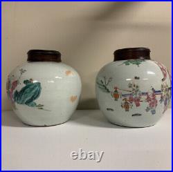 A Pair of Antique Chinese Porcelain Ginger Jars and Covers Boys Jars