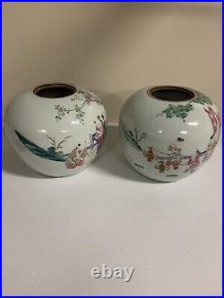 A Pair of Antique Chinese Porcelain Ginger Jars and Covers Boys Jars