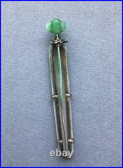 An Antique Chinese Jadeite Mounted Pin