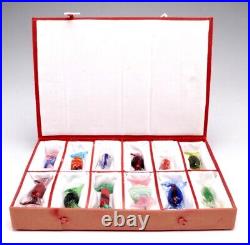 Antique Chinese Blown Glass Candies in Pink Presentation Box 12 Candies