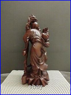 Antique Chinese Hand Carved Hardwood Figurine