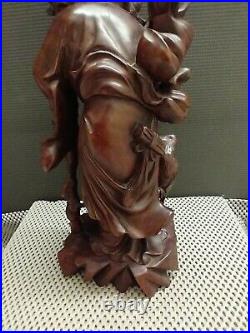 Antique Chinese Hand Carved Hardwood Figurine