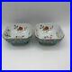 Antique Chinese Hand Painted Floral Celedon Decorated Bowls Signed 19th Century