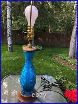 Antique Chinese Vase Table Lamp with Fantastic Turquoise Glaze and Finial Custom