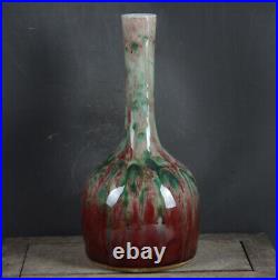 Antique Collect China Accidental Colouring Porcelain Rock Small Bell Vase
