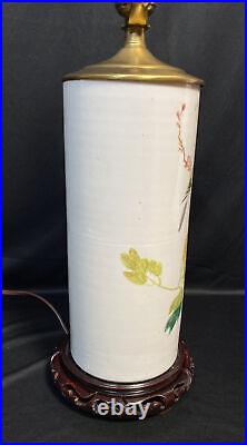 Antique Vintage Chinese Porcelain Brush Pot Hat Stand Table Lamp