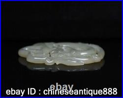 Antique collect China ancient Nephrite Celadon Hetian old Jade Dragon pendant