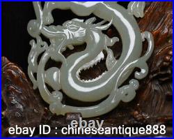 Antique collect China ancient Nephrite Celadon Hetian old Jade Dragon pendant