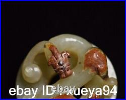 China collection ancient Hetian jade hand-carved exquisite dragon statue pendant