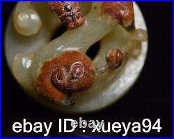 China collection ancient Hetian jade hand-carved exquisite dragon statue pendant