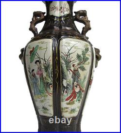 Chinese Antique 8 Immortals Handing Paint Porcelain Flower Vase WK2969