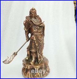 Chinese Antique Collection Hand Carved Guangong Statue Home Decoration Ornament