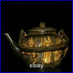 Chinese Antique Collection Pure copper Red copper The Eight Immortals Teapot