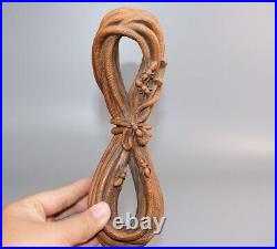 Chinese Antique Vintage Boxwood Wood Carved Exquisite Rope Statue Collection Art