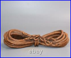 Chinese Antique Vintage Boxwood Wood Carved Exquisite Rope Statue Collection Art