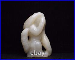 Chinese Antique Vintage Hetian Jade Carved Exquisite Child Statue Collection Art