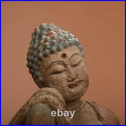Chinese Antique Vintage Wood Wooden Carved Buddha Statue Collection Sculpture