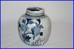 Chinese Blue & White Lidded Spice Jar Birds Flowers #1