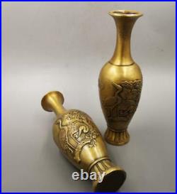 Chinese Well-Shaped Brass Vase Ancient Antique Vase Collection Home Decoration