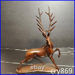 Chinese antique Collection Antiques bronze ware Sika deer with seat