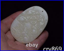 Chinese antique Collection Fine carving Hotan jade Jade plate