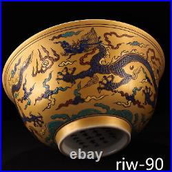 Chinese antique Collection Hand drawn Pastel Dragon pattern bowl