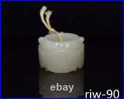 Chinese antique Collection Hotan jade Fingerstall ornaments