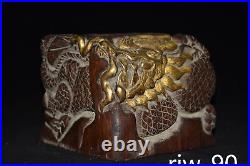 Chinese antique Collection Mahogany unicorn seal Ornaments