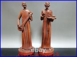 Chinese antique boxwood hand-carved set of old Beijing tea store guys