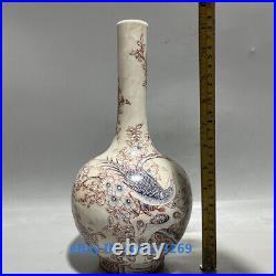 Collect Chinese Rose Color Porcelain Painting flowers birds Vase w Marks 24159