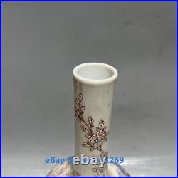Collect Chinese Rose Color Porcelain Painting flowers birds Vase w Marks 24159