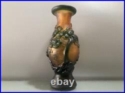 Collected Decoration Chinese Antique Old Beijing Glaze Carved Pine Figure Vase