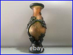 Collected Decoration Chinese Antique Old Beijing Glaze Carved Pine Figure Vase