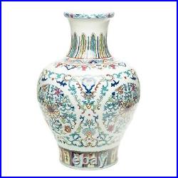 Collectible China Famille Rose Jingdezhen Large White Lotus Porcelain Vase