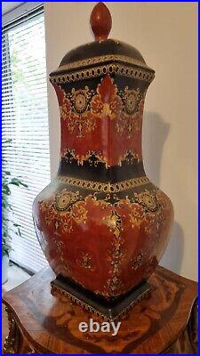 Collectible Chinese Vase in Red, Black and Yellow 24inch / 61cm tall