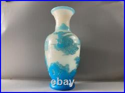 Collection China Colored Glaze Carved Exquisite Crane Vase Home Decor Rare Art